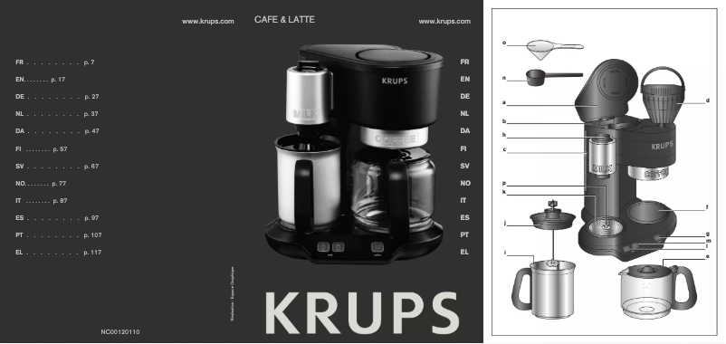 Imagen de la primera página del manual del dispositivo Cafe & Latte KM3108