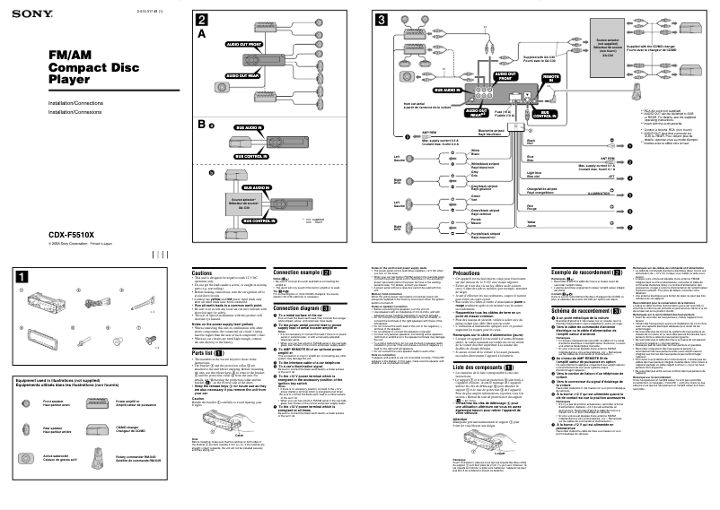 Página 1 del manual Guía de instalación Sony CDX-F5510X