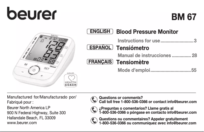 Imagen de la primera página del manual del dispositivo BM 67