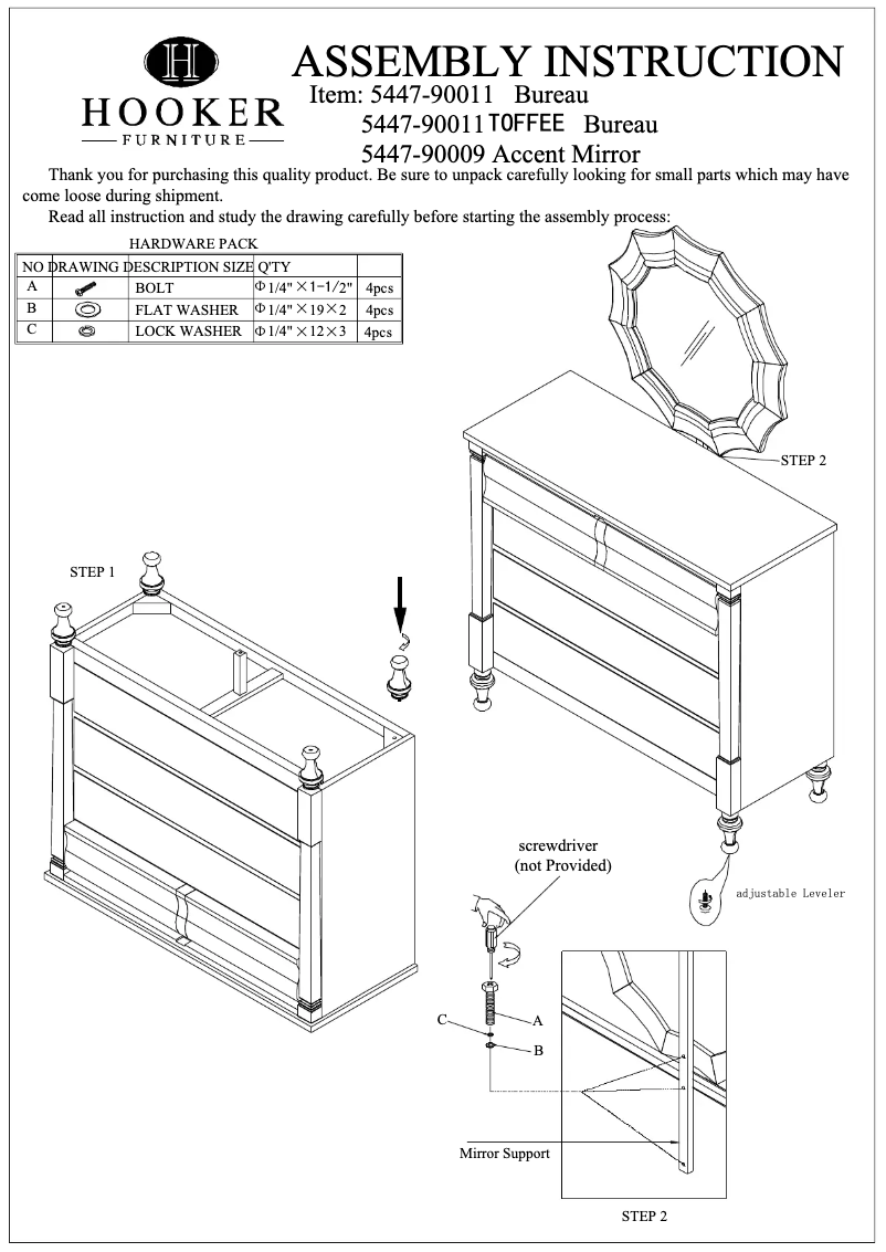 Imagen de la primera página del manual del dispositivo 5447-90009