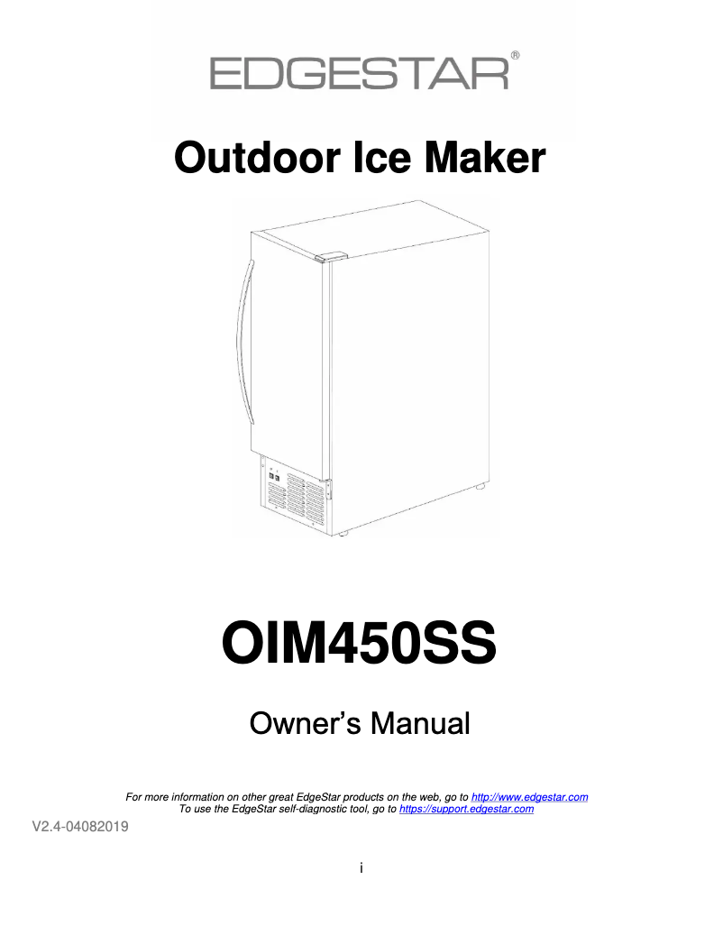 Página 1 del manual Guía de instalación EdgeStar OIM450SS