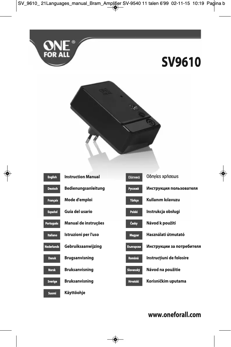 Página nº 1 - Manual de usuario One for all SV9610
