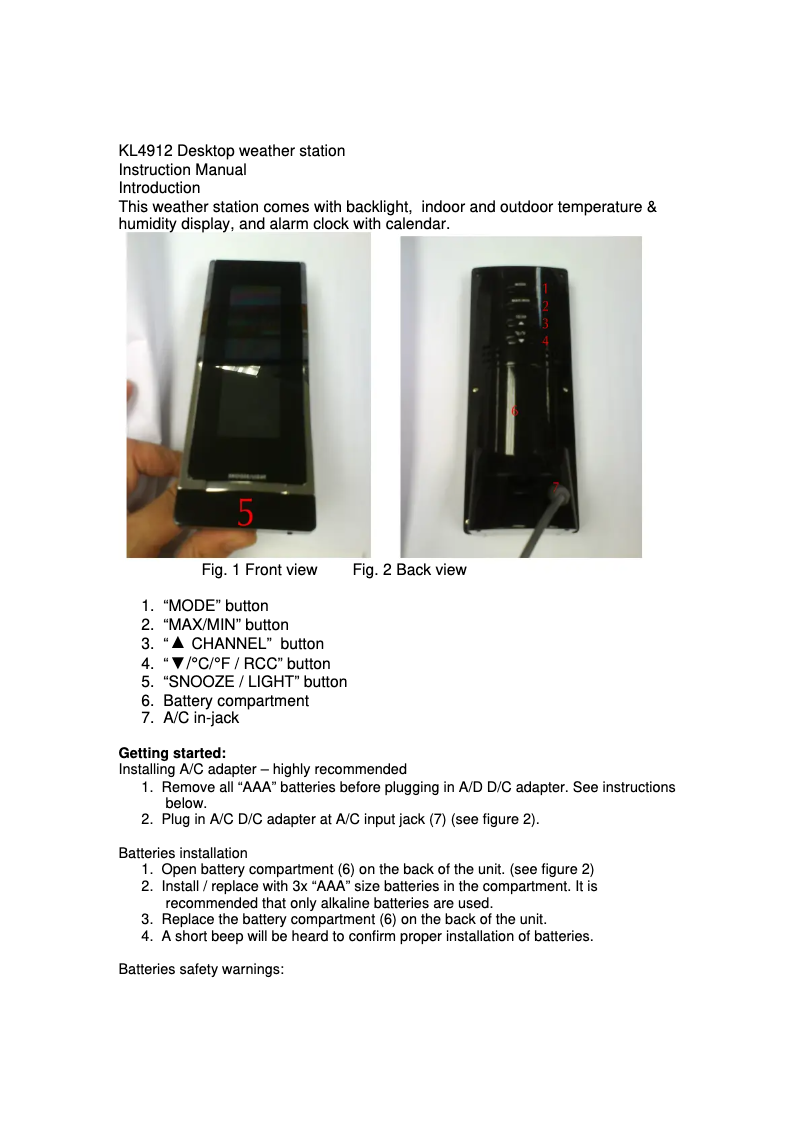 Página 1 del manual Manual de usuario Techno Line WS 6610