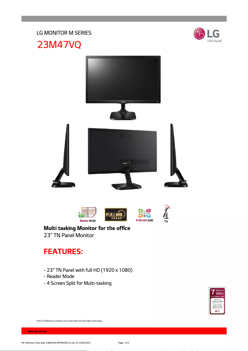 Imagen de la primera página del manual del dispositivo 23M47VQ