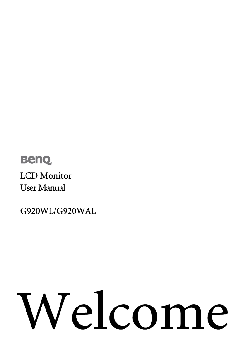 Página 1 del manual Manual de usuario BenQ G920WL