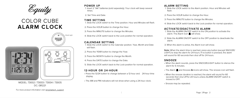 Imagen de la primera página del manual del dispositivo 73002