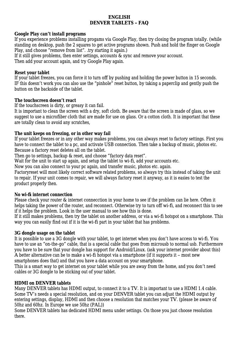 Página nº 1 - Manual de usuario Denver TAC-80011