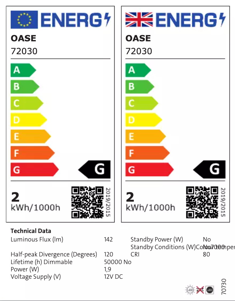 Página 1 del manual Etiqueta energética Oase biOrb FLOW 15