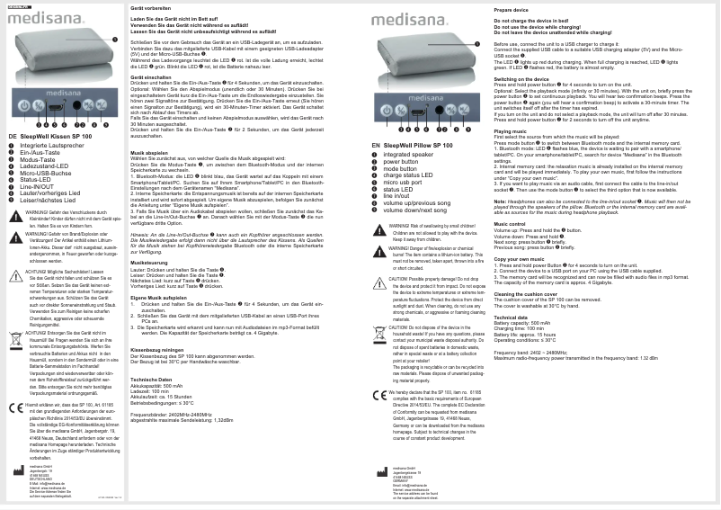 Página 1 del manual Manual de usuario Medisana SP 100