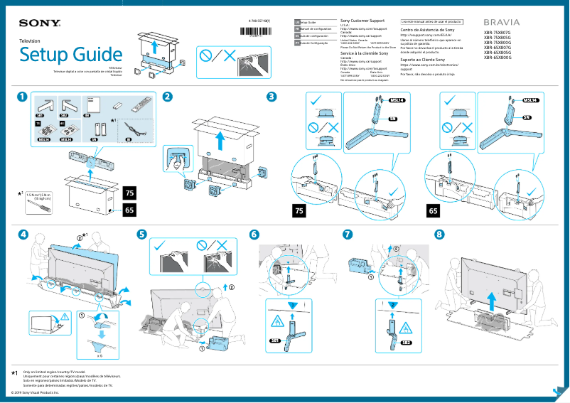 Imagen de la primera página del manual del dispositivo Bravia XBR-65X800G