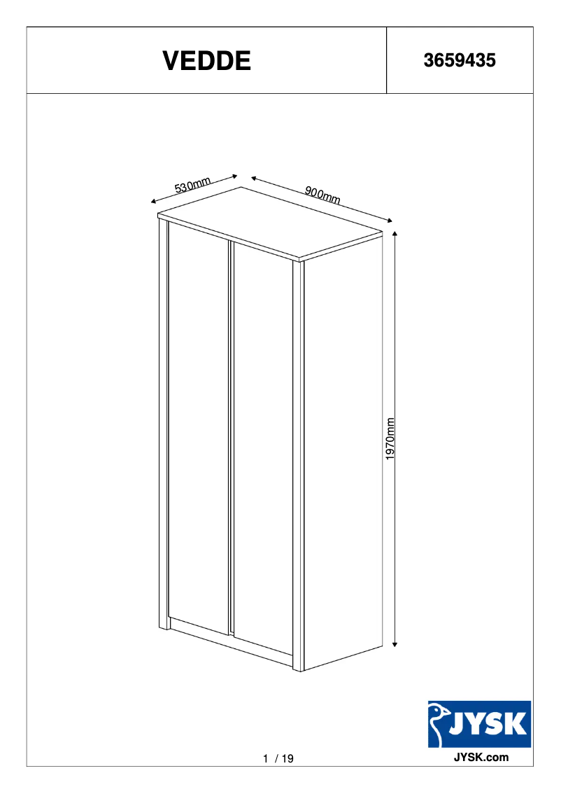 Página nº 1 - Manual de usuario JYSK Vedde (90x197x53)