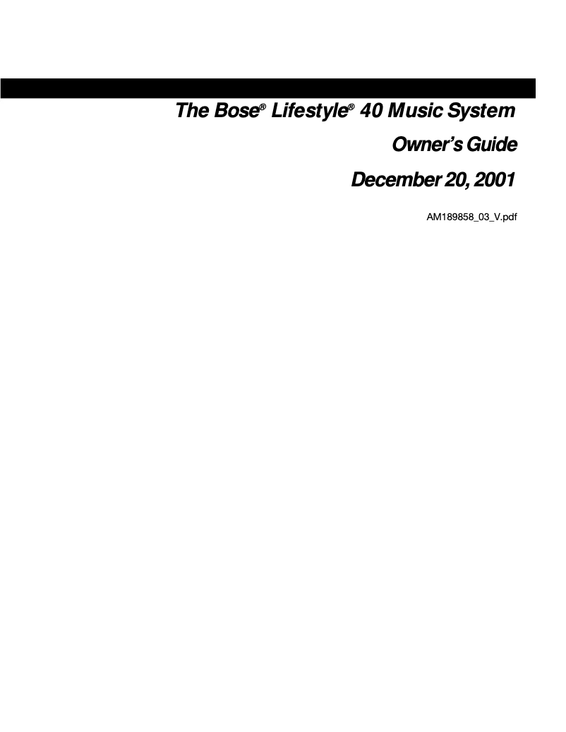 Página nº 1 - Manual de usuario Bose Lifestyle 40