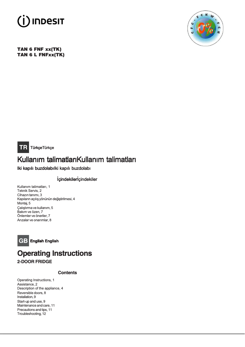 Página 1 del manual Manual de usuario Indesit TAAN 6 FNF S (TK)