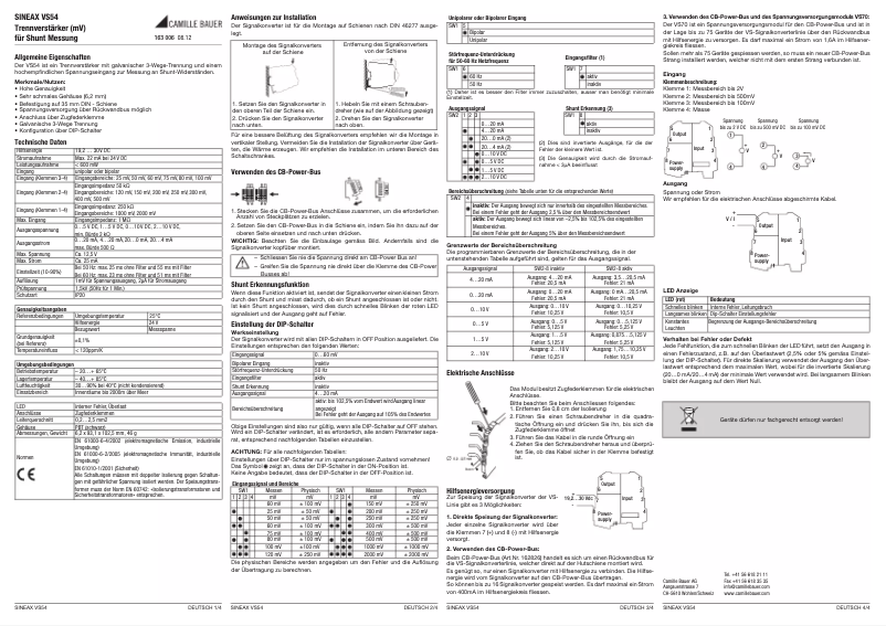 Imagen de la primera página del manual del dispositivo Sineax VS54
