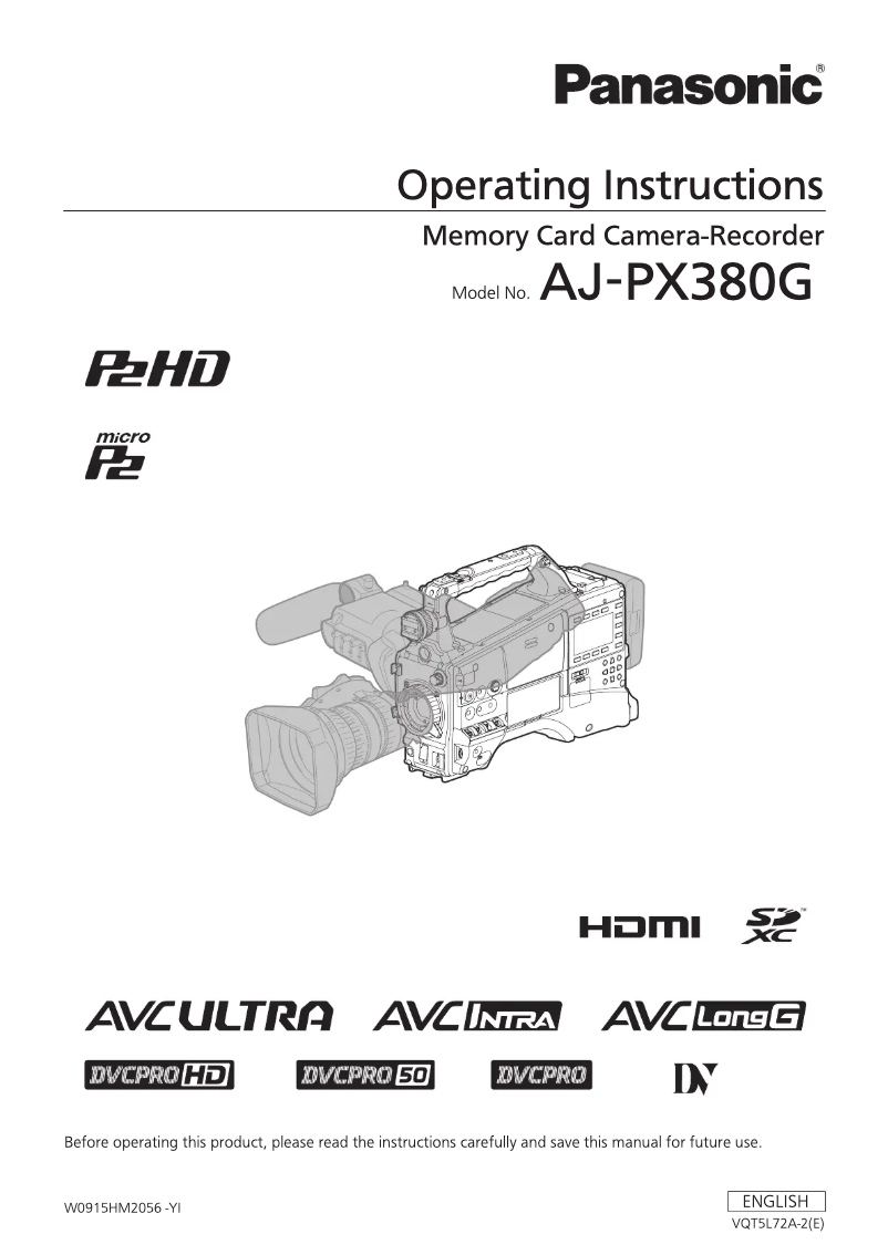 Imagen de la primera página del manual del dispositivo AJ-PX380