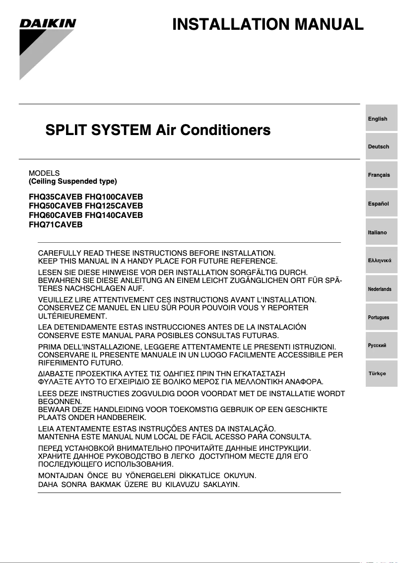 Imagen de la primera página del manual del dispositivo FHQ140CAVEB
