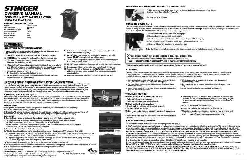 Imagen de la primera página del manual del dispositivo BKC90V2