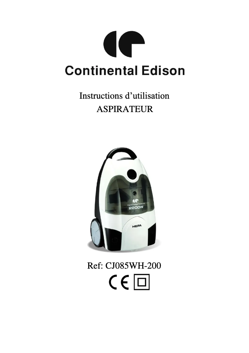 Imagen de la primera página del manual del dispositivo CJ085WH-200