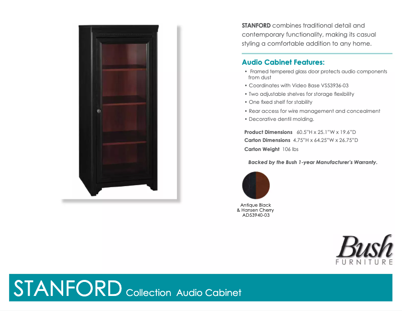 Página 1 del manual Ficha técnica Bush Stanford AD53940-03