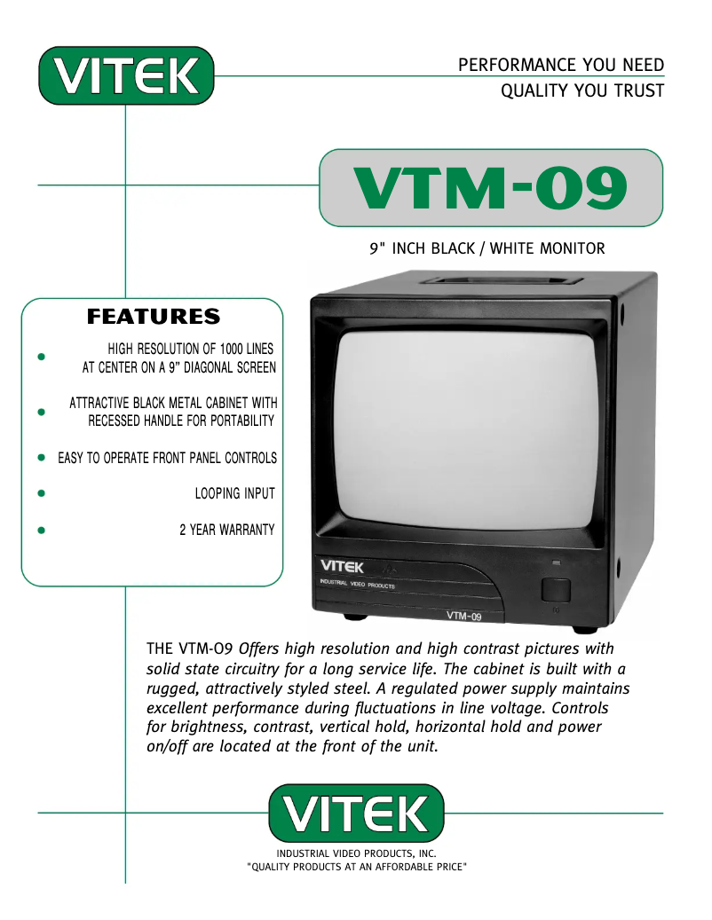 Imagen de la primera página del manual del dispositivo VTM-09