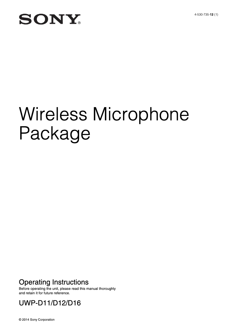 Página 1 del manual Guía de inicio rápido Sony UWP-D11