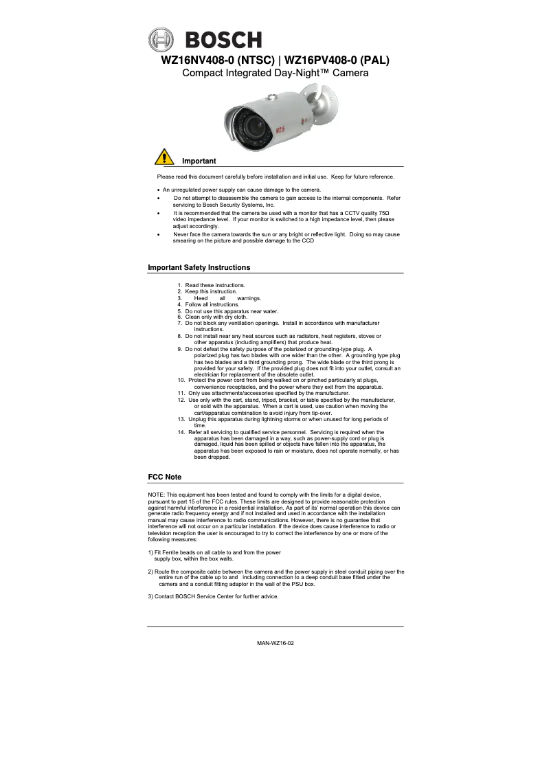 Página 1 del manual Manual de usuario Bosch WZ16PV408‑0