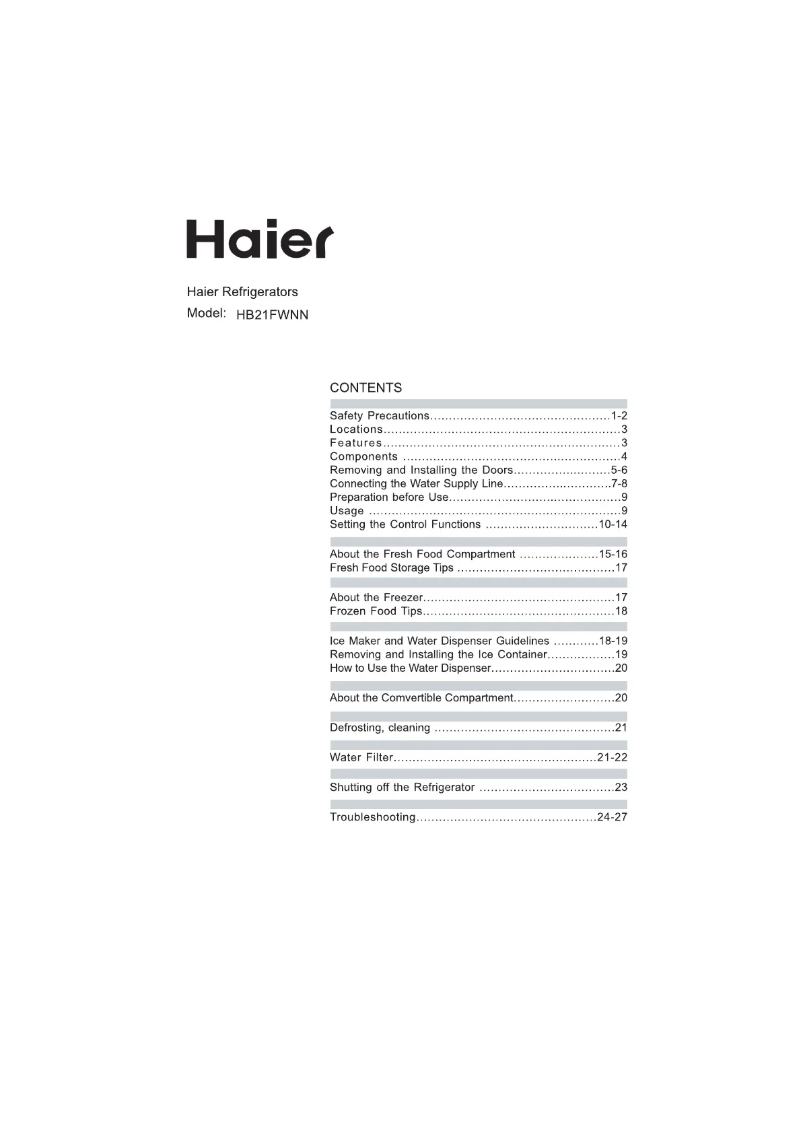 Página 1 del manual Manual de usuario Haier HB21FGBAA