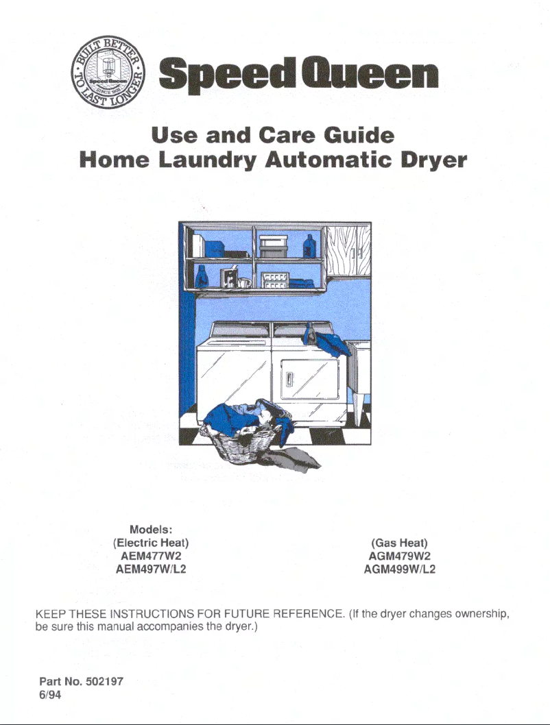 Página 1 del manual Manual de usuario Speed Queen AGM499L2