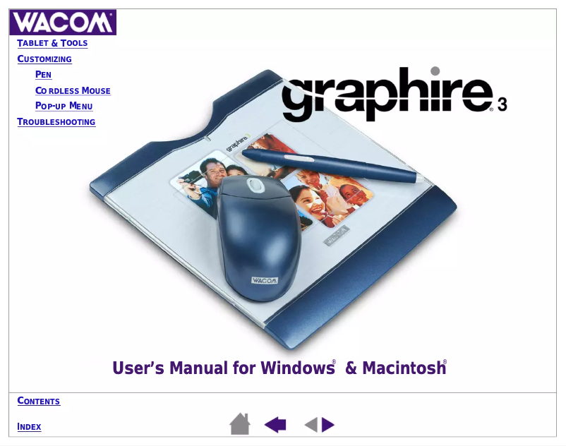 Imagen de la primera página del manual del dispositivo Graphire 3