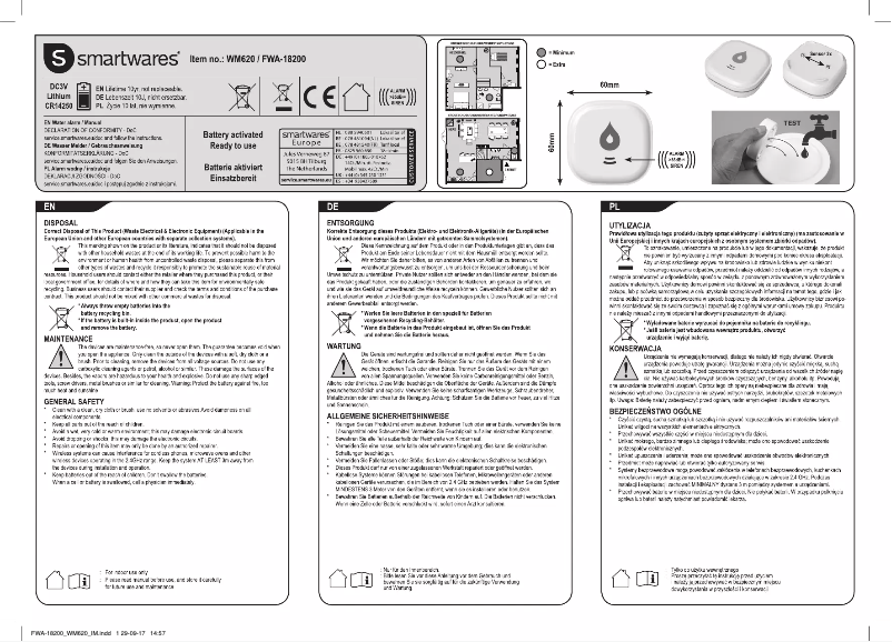 Página nº 1 - Manual de instrucciones Smartwares FWA-18200
