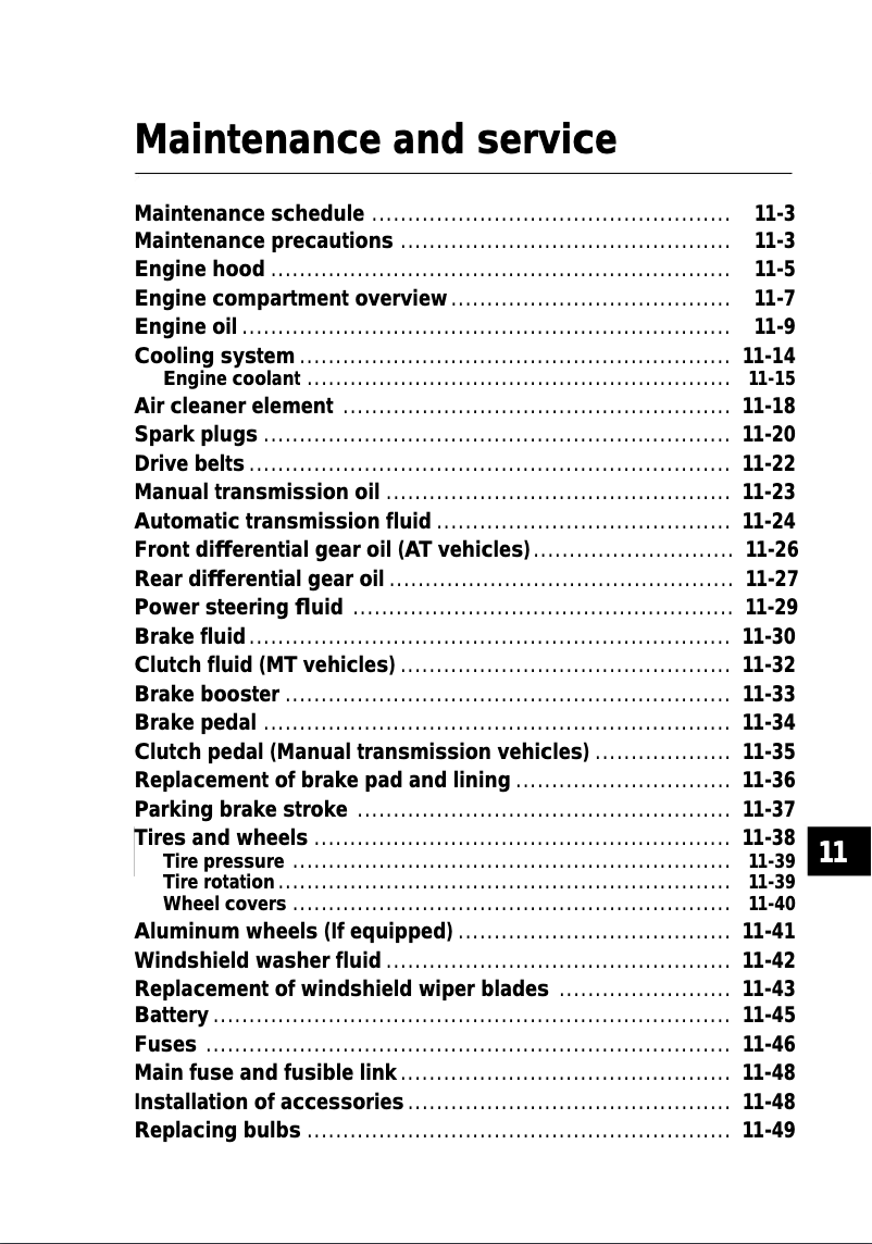 Página 1 del manual Manual de uso y mantenimiento Subaru Legacy (2001)