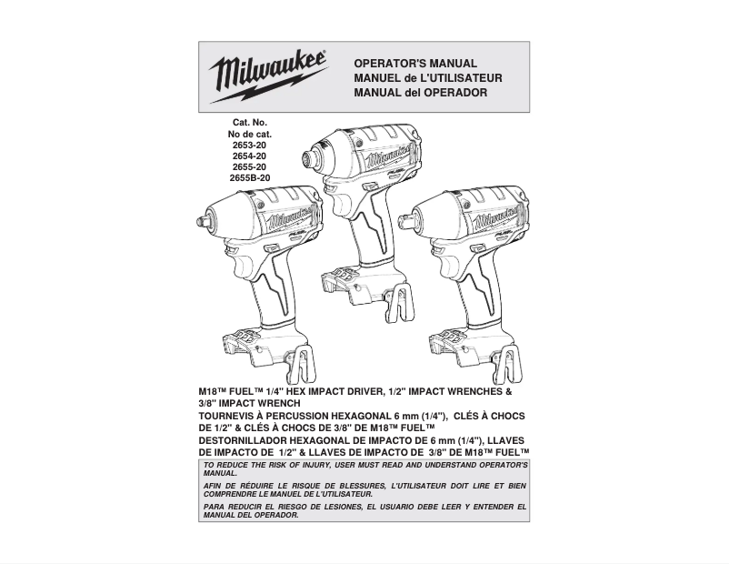 Página 1 del manual Manual de usuario Milwaukee M18 Fuel 2653-20