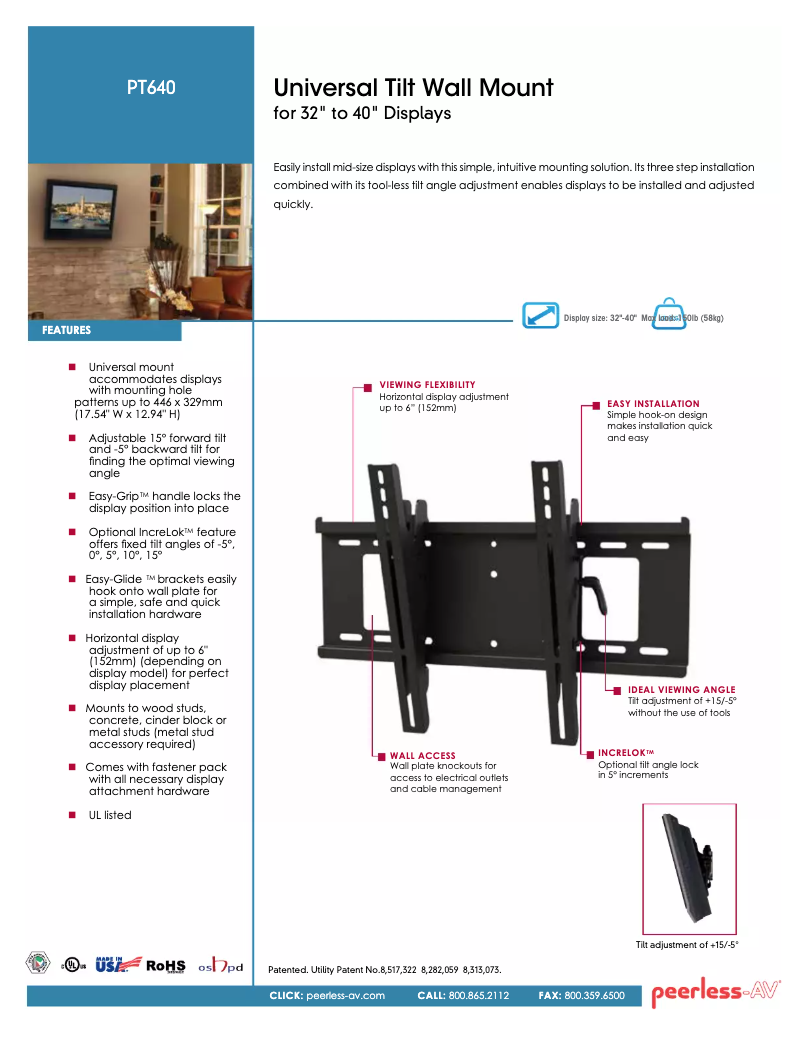 Página 1 del manual Manual de usuario Peerless-AV PT640