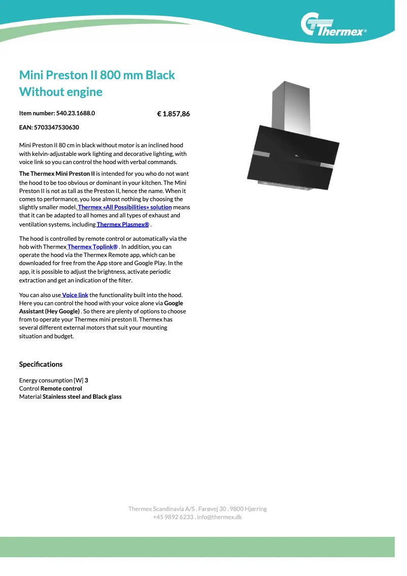 Página 1 del manual Ficha técnica Thermex Mini Preston II