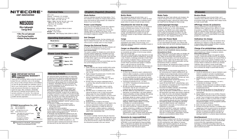 Página 1 del manual Manual de usuario Nitecore NB5000