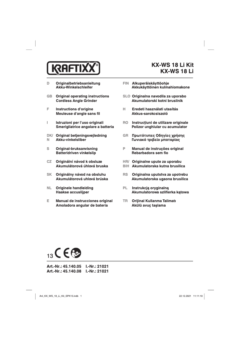 Página 1 del manual Manual de usuario Kraftixx KX-WS 18 Li