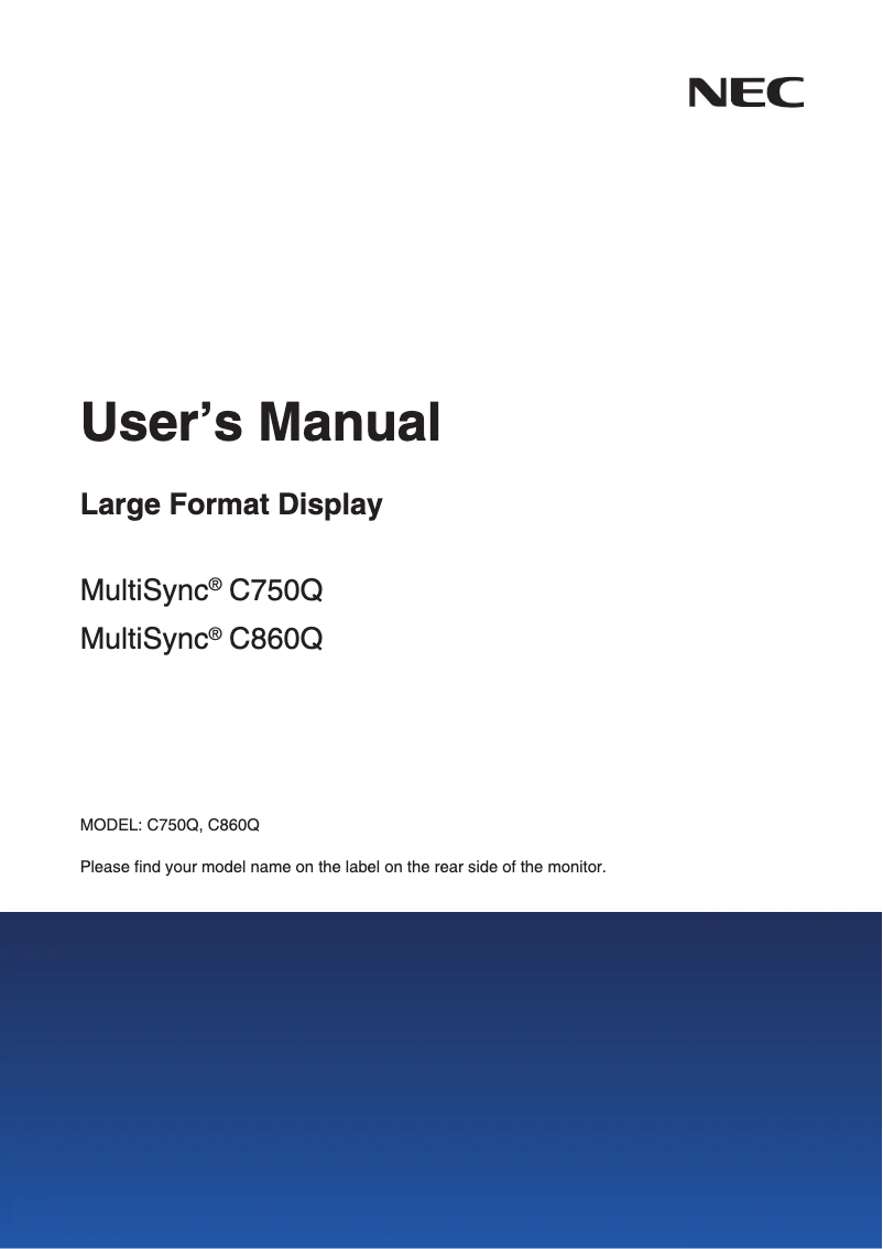 Imagen de la primera página del manual del dispositivo MultiSync C750Q