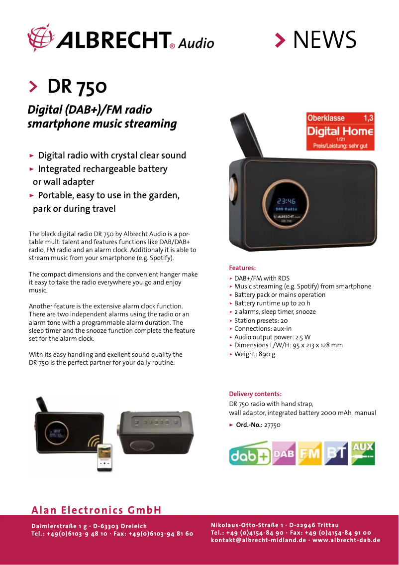 Imagen de la primera página del manual del dispositivo DR 750