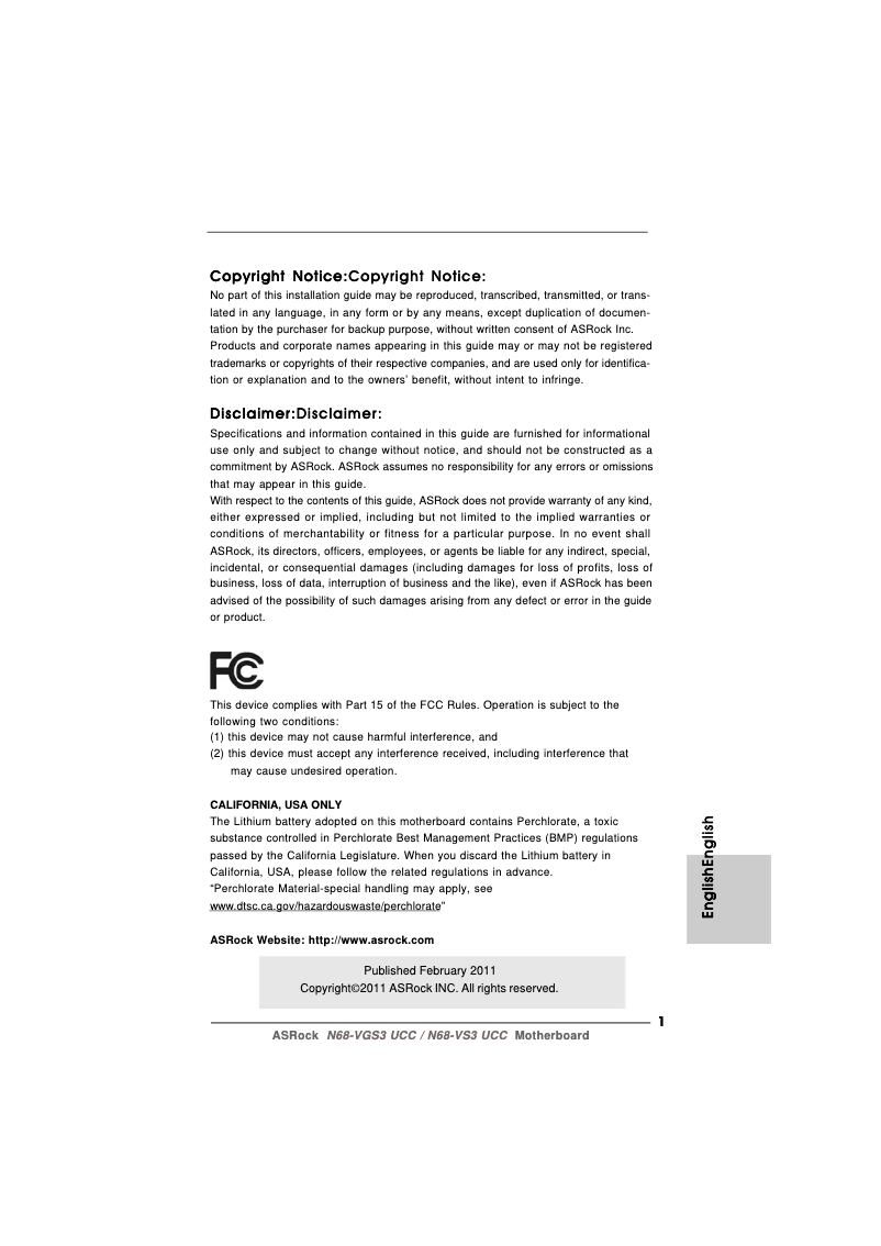 Página 1 del manual Manual de usuario Asrock N68-VS3 UCC