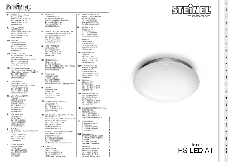Imagen de la primera página del manual del dispositivo RS LED A1