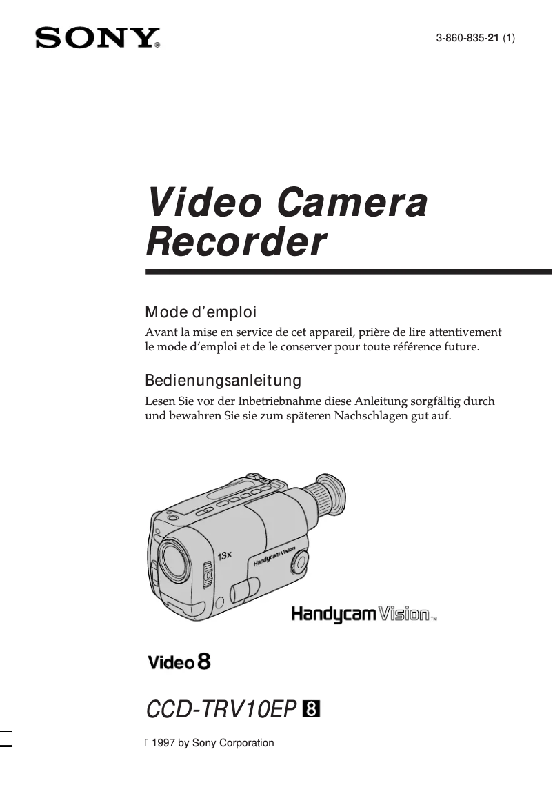 Imagen de la primera página del manual del dispositivo CCD-TRV10E