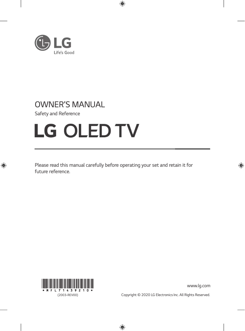 Imagen de la primera página del manual del dispositivo OLED77CXRLA