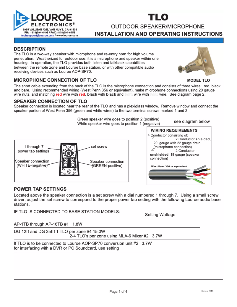 Página 1 del manual Manual de usuario Louroe Electronics LE-084