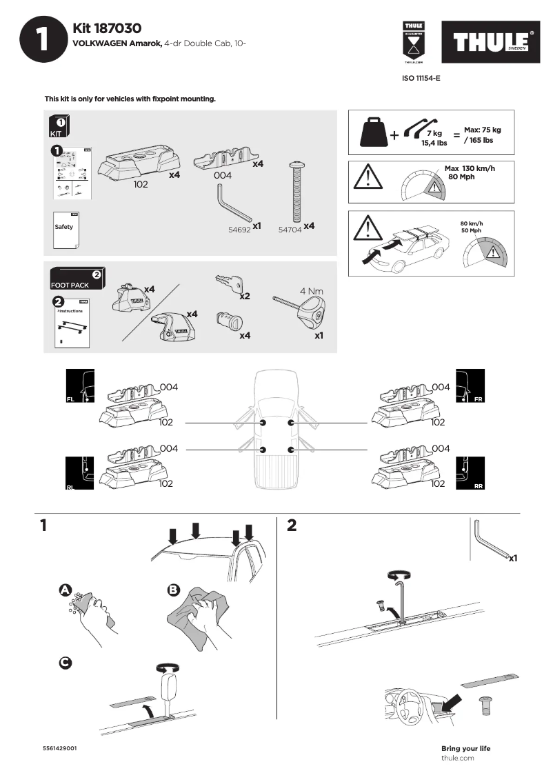 Página nº 1 - Manual de usuario Thule Kit 187030