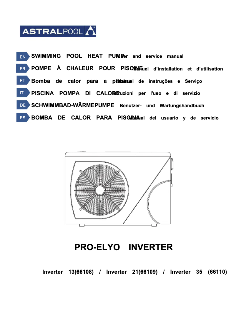Página nº 1 - Manual de usuario AstralPool Pro-Elyo Inverter