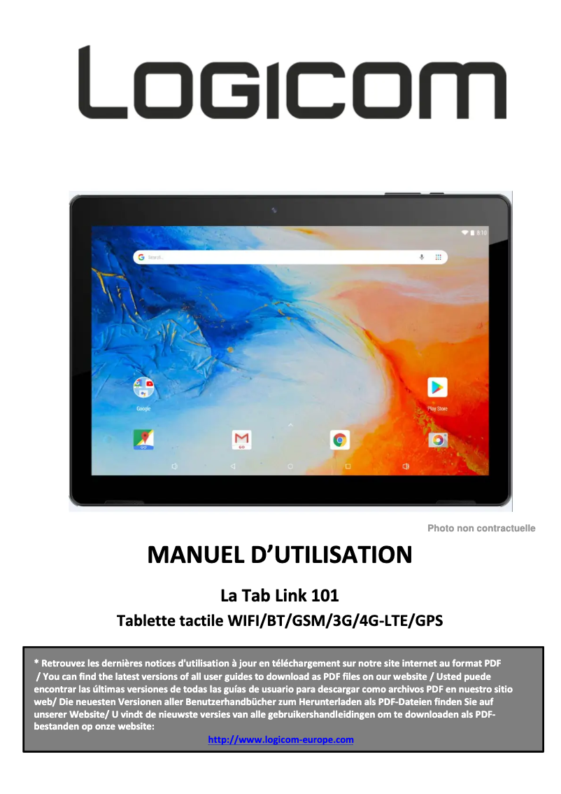 Imagen de la primera página del manual del dispositivo La Tab Link 101