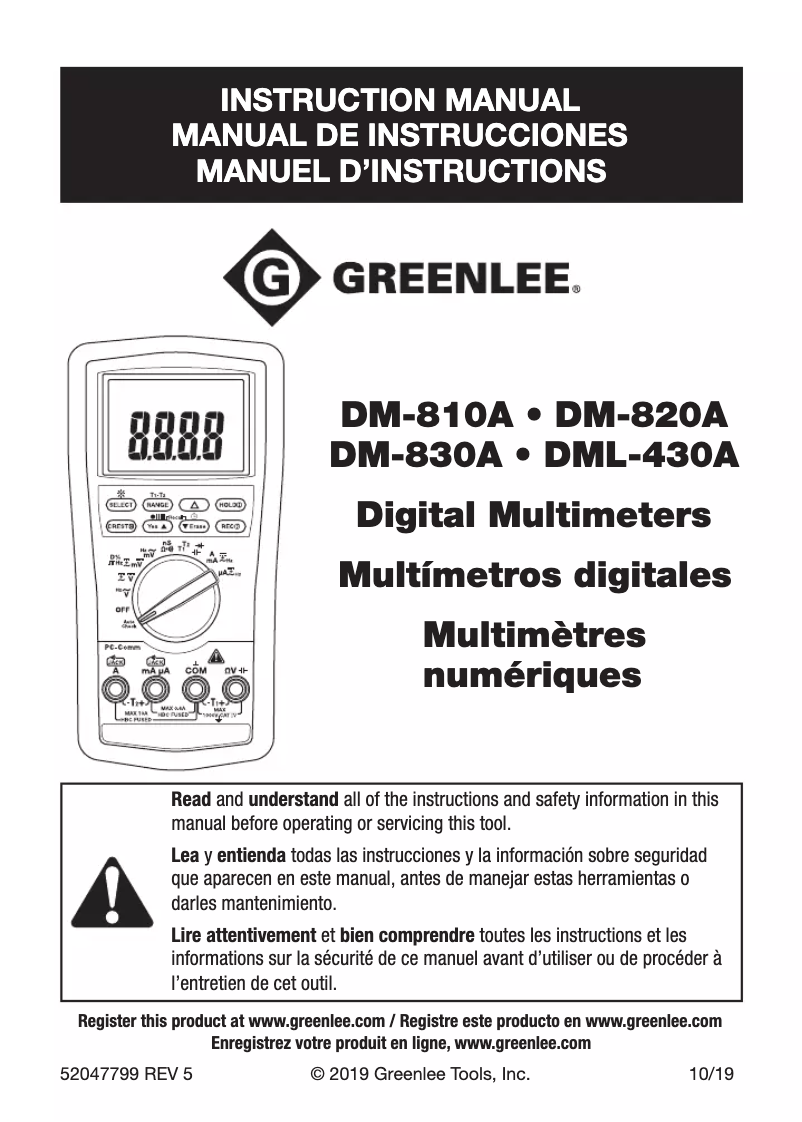 Imagen de la primera página del manual del dispositivo DM-820A