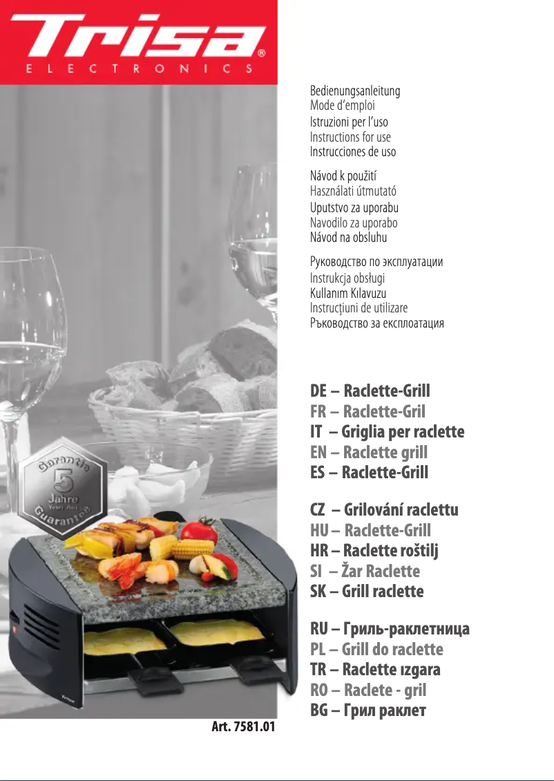 Imagen de la primera página del manual del dispositivo Raclettino 4 7581.01