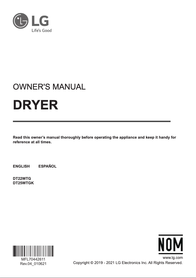 Imagen de la primera página del manual del dispositivo DT25WTGK