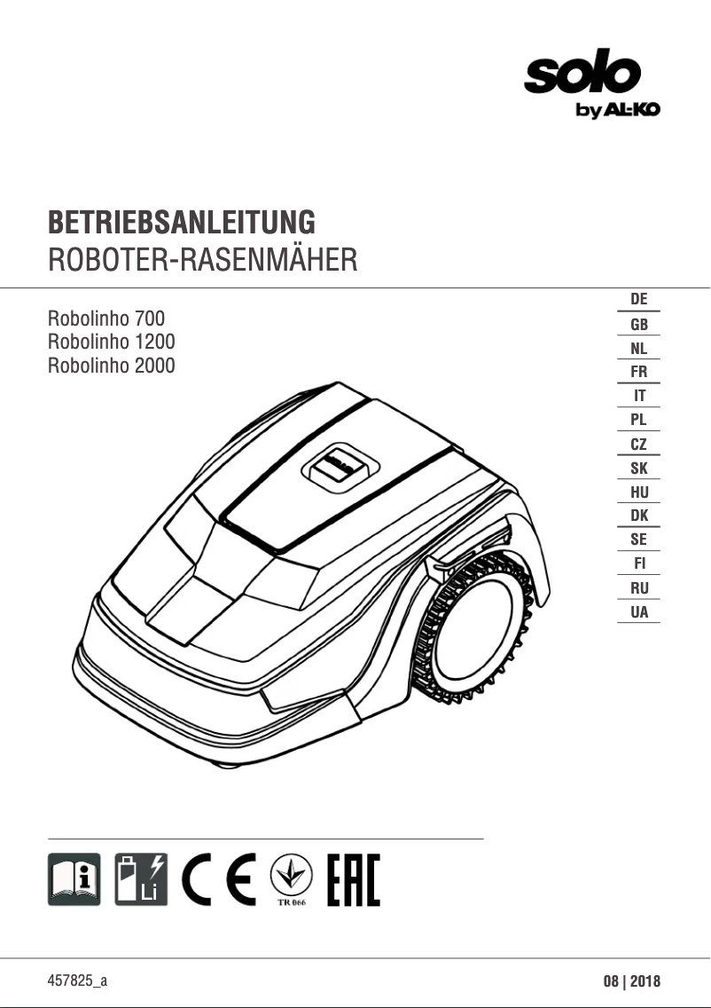 Imagen de la primera página del manual del dispositivo Robolinho 2000